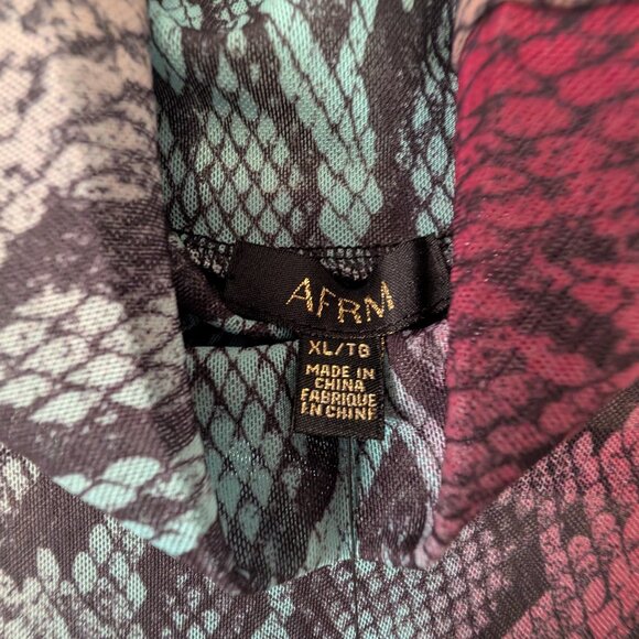 AFRM Shailene Long Sleeve Print Mesh Dress In Snake Ombre (XL) - Picture 4 of 5